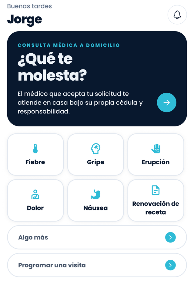 Pantalla de inicio de la app Remedio